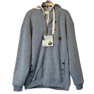 Men's Gray Zip up Fleece Hoodie Size XL